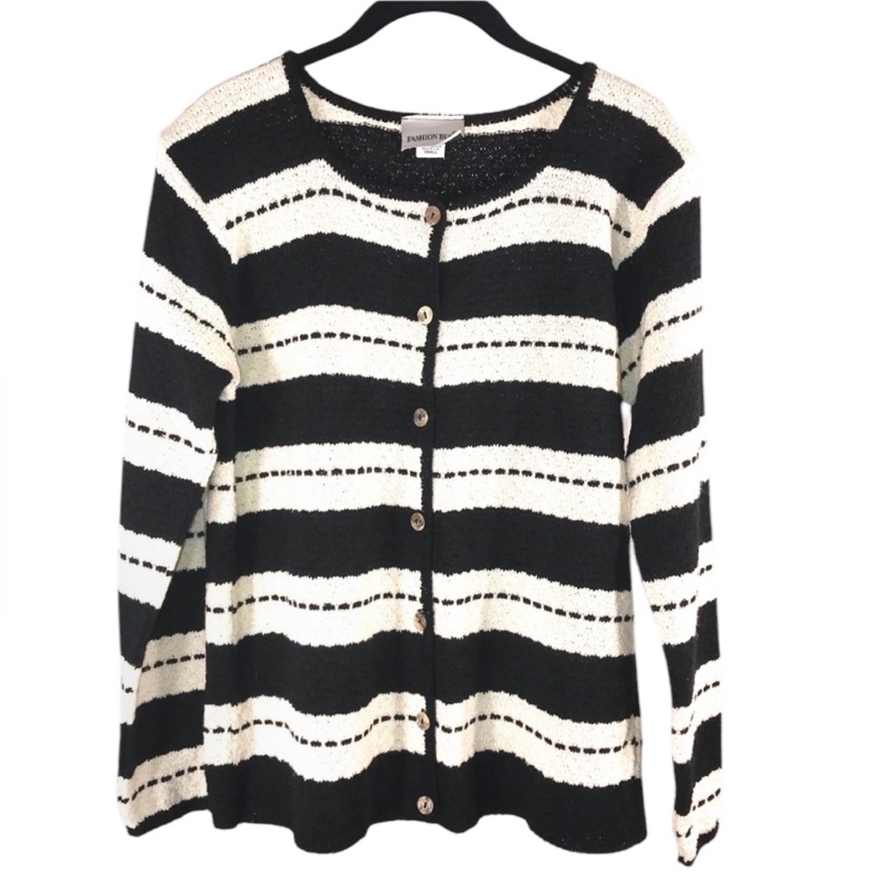 Striped Comfy Cardigan Sweater, Size Small